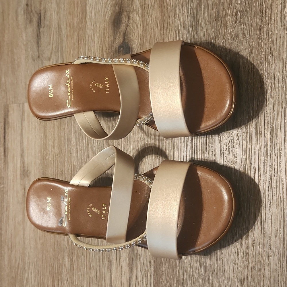 Womens Contesa Gold Wedge Sandals